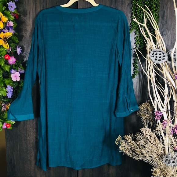 ^🌸5/$25🌸St. Johns Bay Teal V Neck Blouse Large - Picture 12 of 16